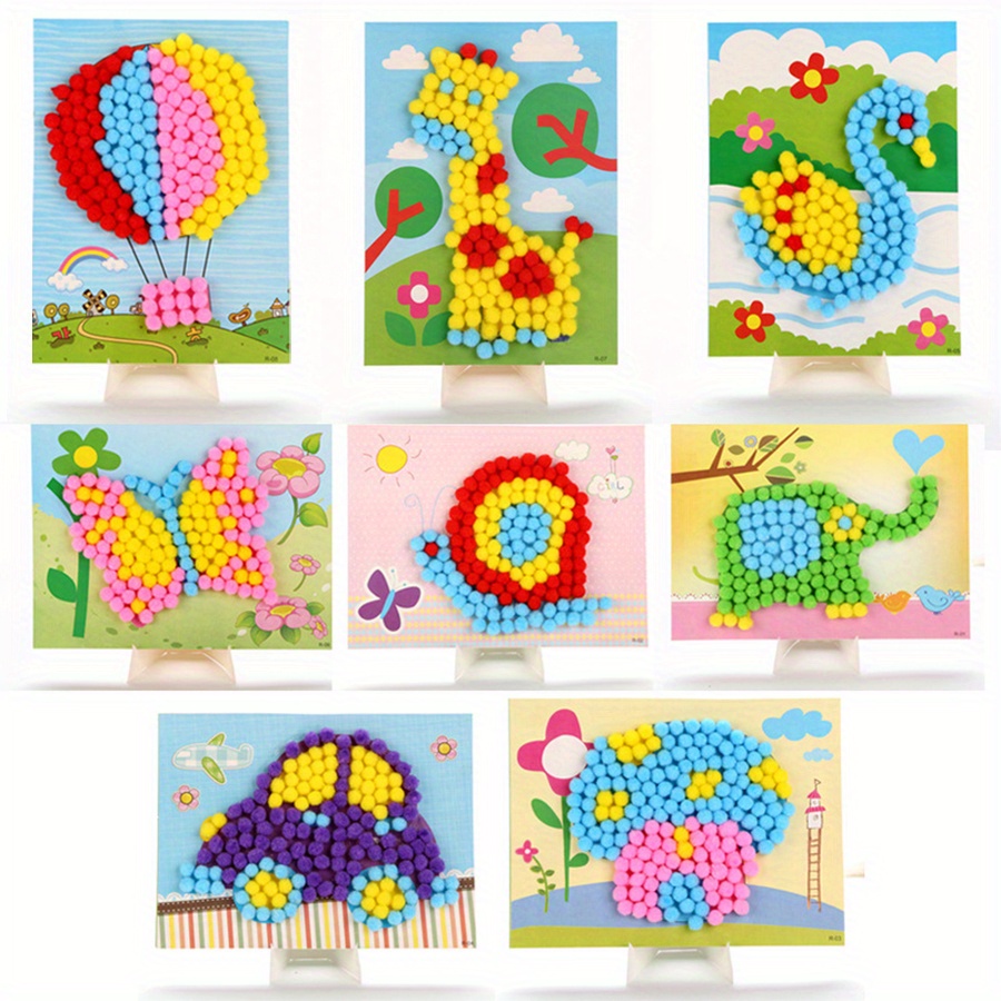Art Craft Painting - 2 stks 16x21 cm Kleurrijke Pom-Pom
