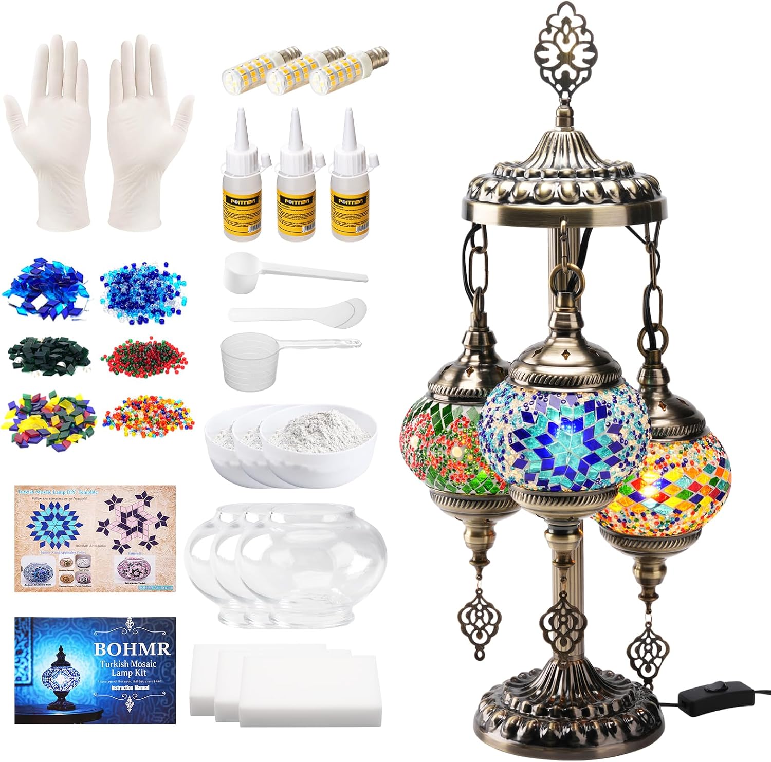 Art Crafting - DIY 3-delige Turkse mozaïeklampset, 23 inch
