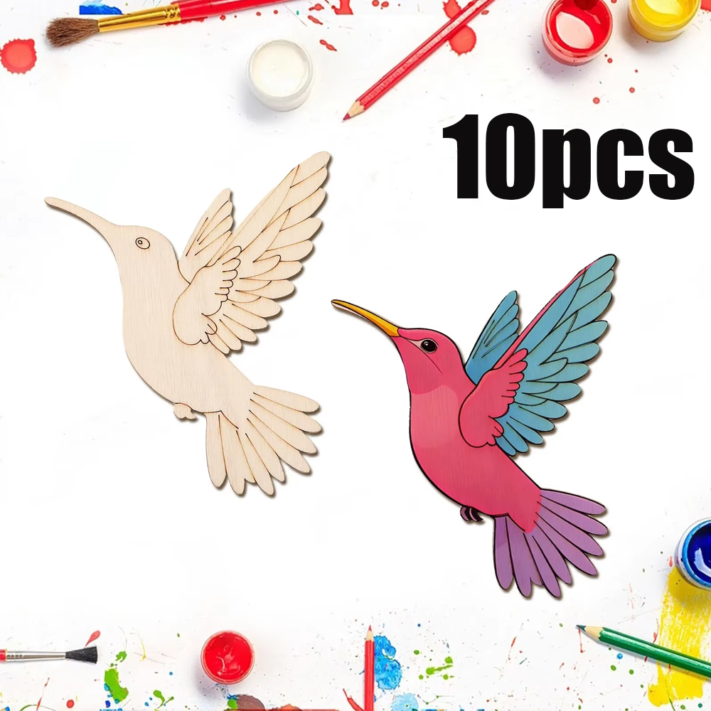 Art Crafting - 10 stuks onafgewerkte houten dieren- en