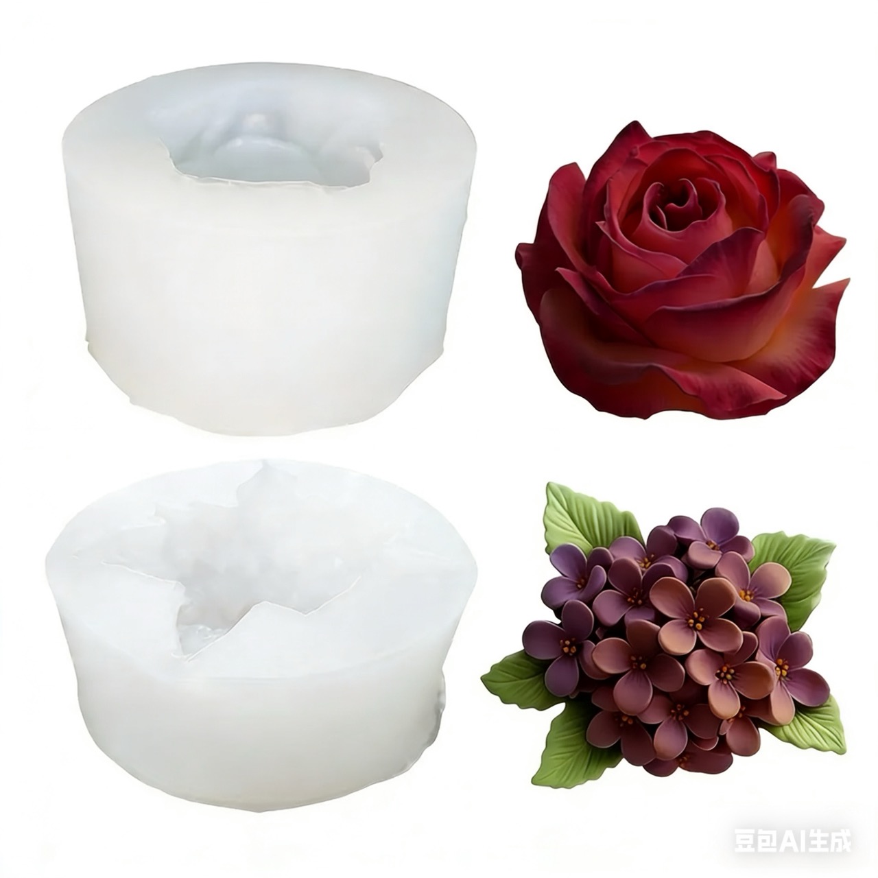 Art Craft Rose - 2-delige 3D Rose Lilac Flower siliconen