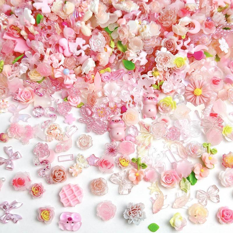 Art Craft Rose - Willekeurige Gemengde Zoete Roze Strik Nagel