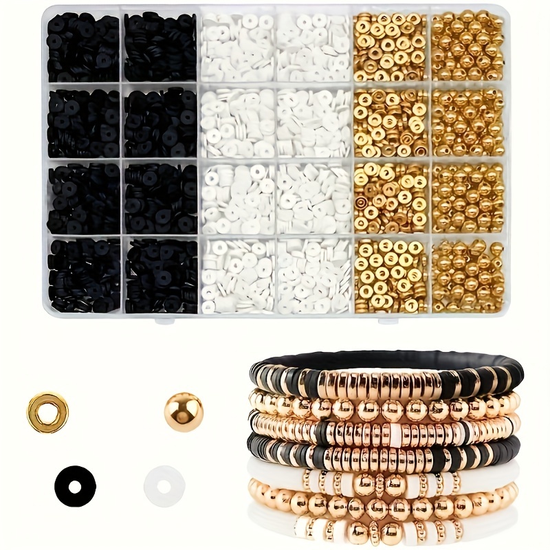 Polymer Clay Set - 2000 stuks, zwart-wit zacht aardewerk gouden