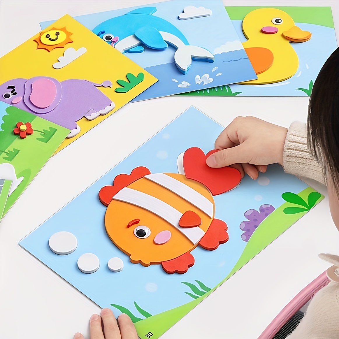 Art Craft Education - 3D-stickers voor kinderen, wegwerpbaar, handgemaakte Eva-kunstdecals,